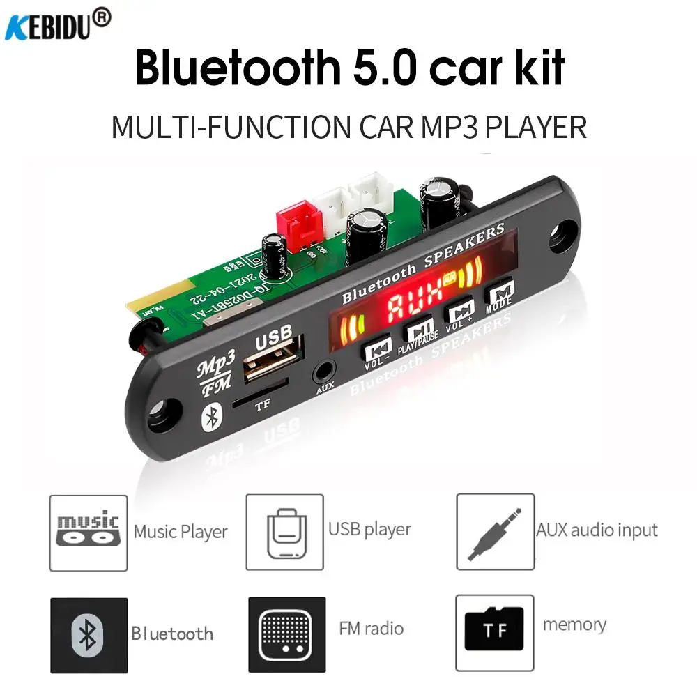 DC 5V-26V Bluetooth 5.0 MP3 dekoder kurulu 2*40W amplifikatör araba mp3 çalar USB kayıt modülü FM AUX radyo için hoparlör Handsfree