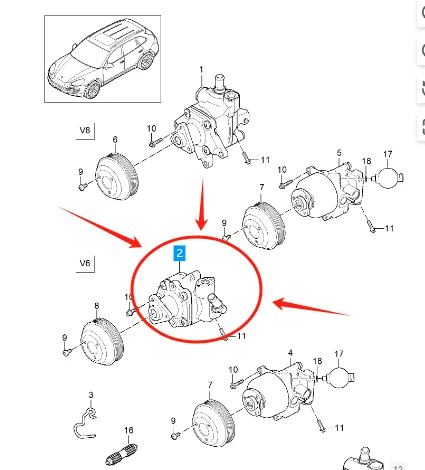 95831405011 958422154 أ 95831405010 958314050 محرك مضخة التوجيه BX لبورشه كايين 2011-2018 92A #2