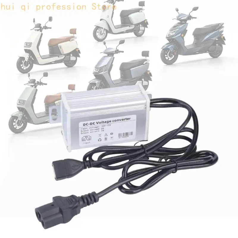Electric Bike Power Converter 36V-72V with 3 Pin Input, Female Adapter and Metal Housing for Scooter H8WE