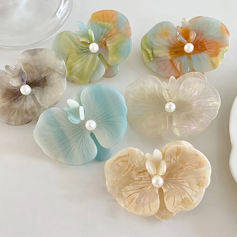 Korean Style Elegant Acetate Phalaenopsis Hairpin Flowers Hair Claw Fashion Exquisite Hair Clip Women All-match Hair Accessories