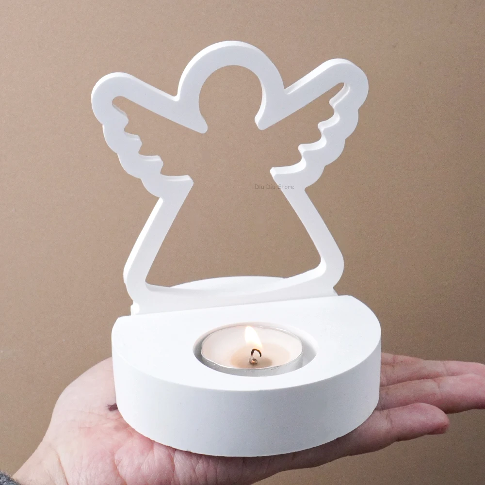 New Heart Shape Angel Silicone Mold DIY Easter Ornament Craft Making Supplies Plaster Concrete Resin Candle Holder Molds