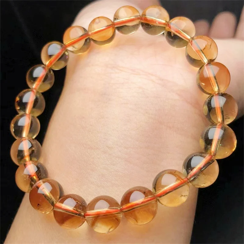 Natural Citrine Bracelet Handmade Yellow Crystal Quartz Jewelry Stretch Bangle Children Birthday Gift 10mm 1pcs