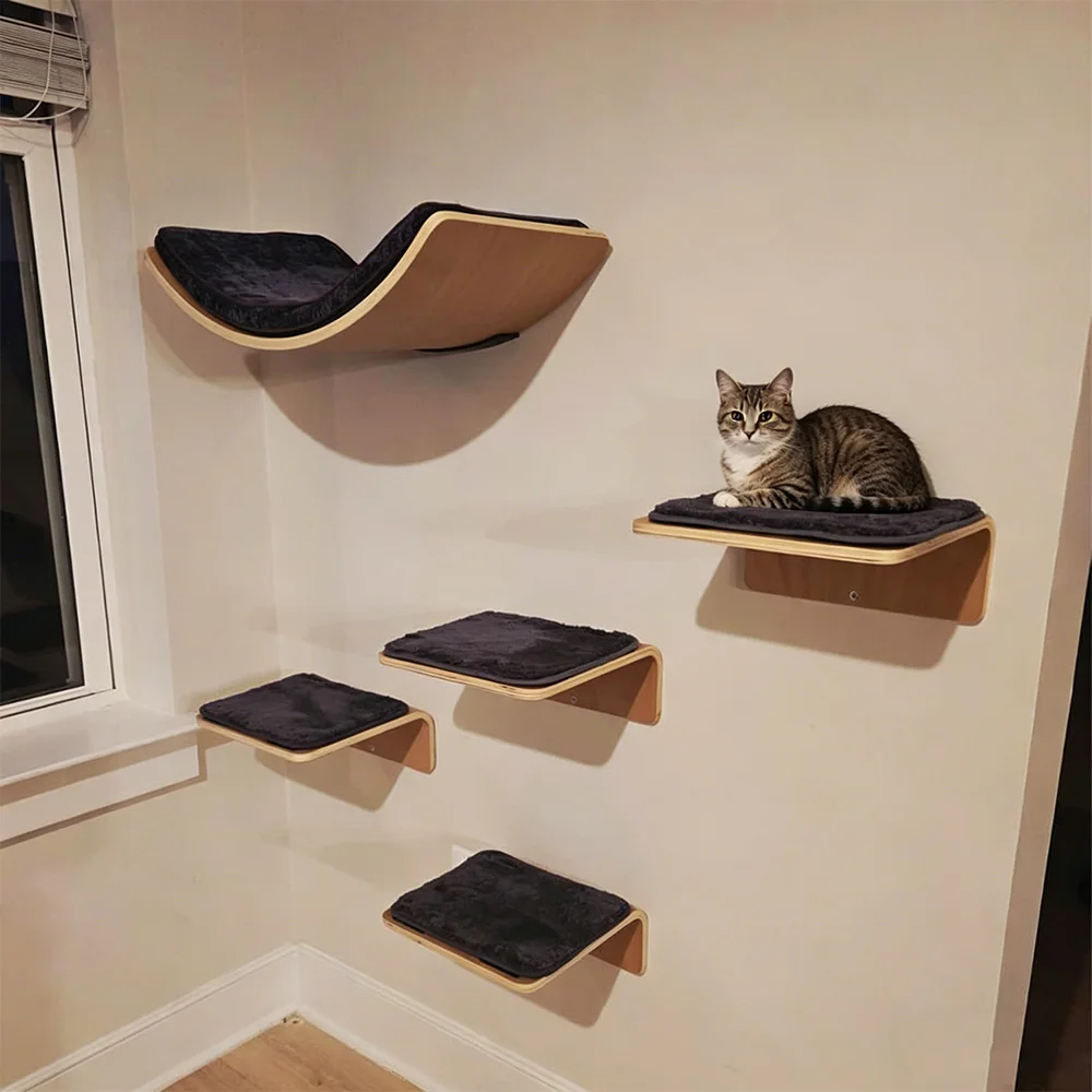 Muebles pared para gatos: rascador, hamaca y estantes de escalada - imagen 3