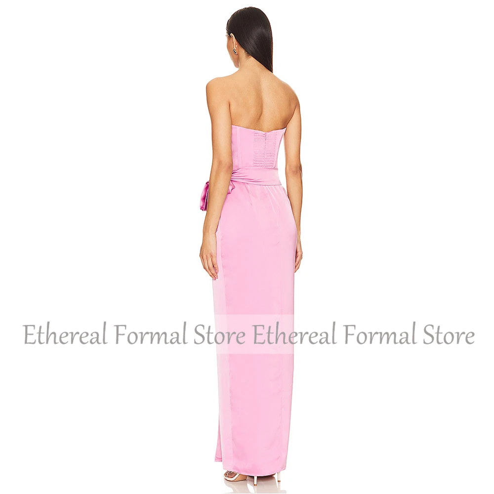ビューティーピンクの女性のイブニングドレス結婚式マーメイドパーティードレスストラップレス花ロングシンプルなフォーマル Dresse2025