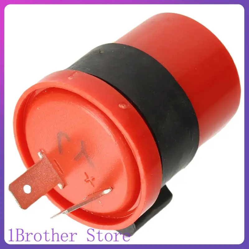 12V 2-Pin Turn Signal Flashing Relay Red Suitable for Motorcycle Off-Road Vehicles