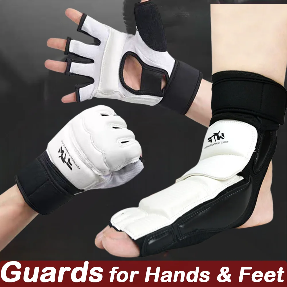 

1Pair Half Finger Boxing Gloves Taekwondo Cushioned Gloves Sports Comfort PU Foot Sleeve Handguard Legguard Competition Training