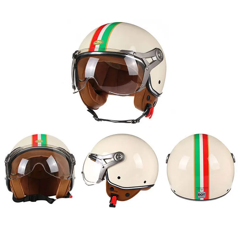 3/4 Open Face Motorcycle Helmet DOT Approved Retro Chopper Vintage Casque Capacete De Moto Men Women Scooter Motorbike casco ECE