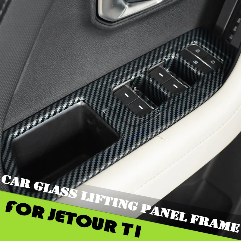 

Car Carbon Fiber Patterned Glass Lifting Panel Decorative Frame Fit for JETOUR Shanhai T1 Modified Door Decoration Accessories