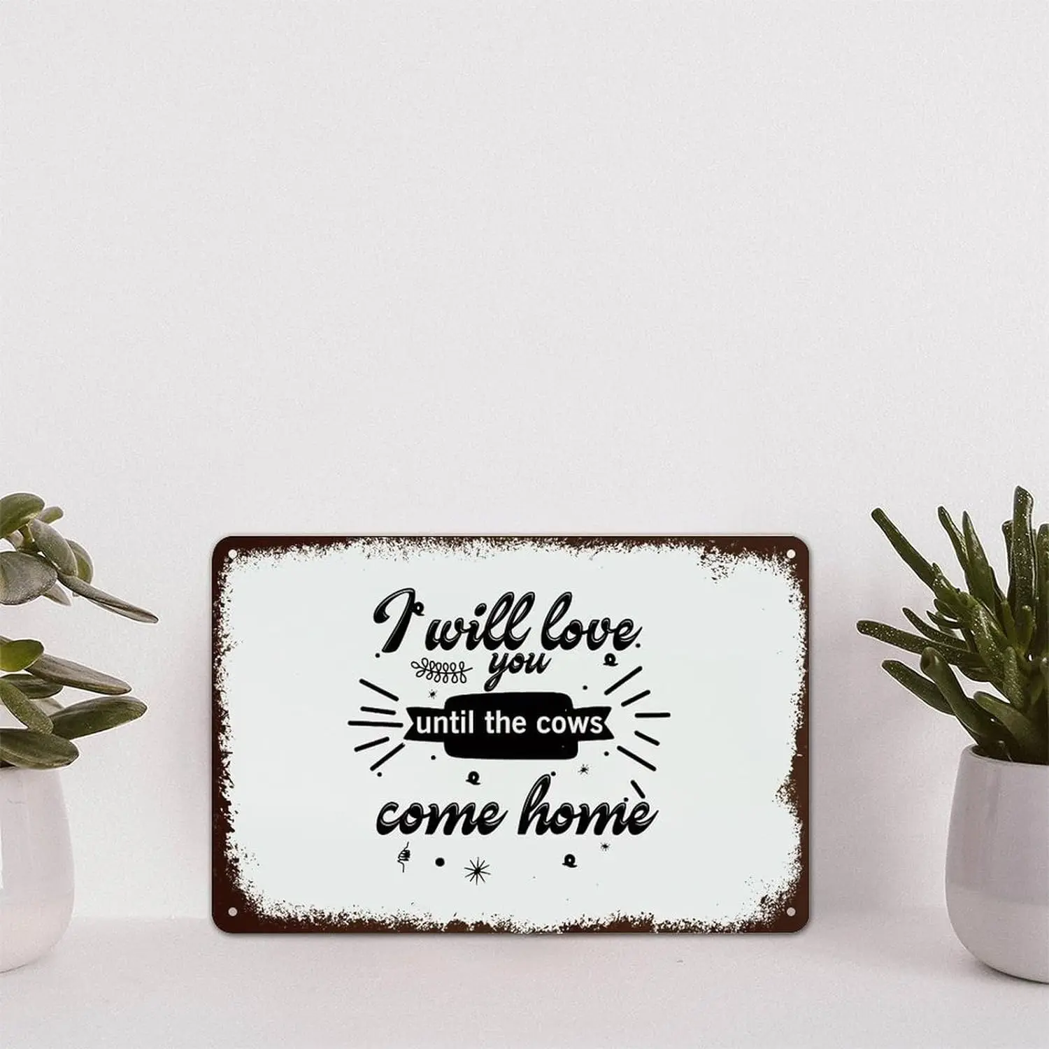 Забавные высказки, винтажный алюминиевый налет, я буду люблю вас, пока коровы не придет, металлический жестяной знак, настенное украшение 8x12 дюймов для кафе, кофе