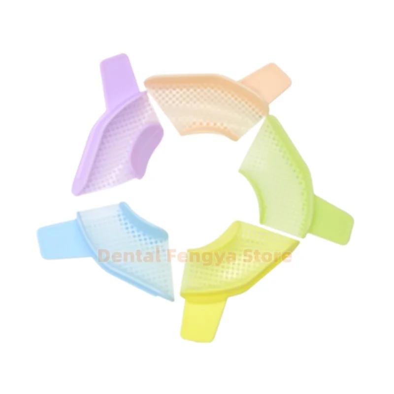 20Pcs/Box Colorful Disposable Dental Lab Bite Trays Plastic Thin Mesh Tray Gypsum Impression Trays Posterior Impression Tray