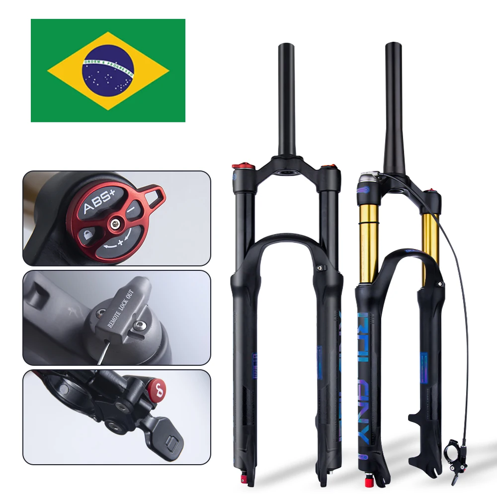 Ship From Brazil BOLANY 27.5/29inch Boost 110mm 34mm Tube Bicycle Fork Tapered Rebound Adjustment 120/140mm Travel Suspension