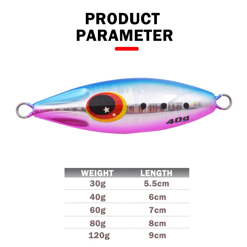 TEASER J72 Metal Jig Slow Pitch Jig 30g40g60g80g120g Shore Casting Jigging Spoon Saltwater Fishing Lure Slow Bee Artificial Bait