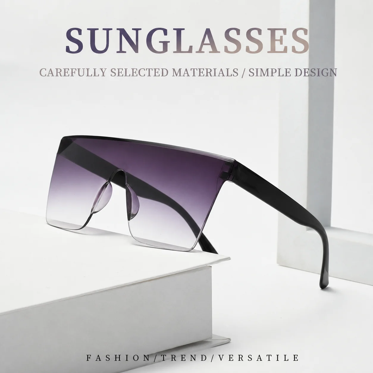 Fashion New Popular Ultra Light Thin Sunshade Sunglasses Large Frame Anti UV Street Photo Driving Sun Glasses