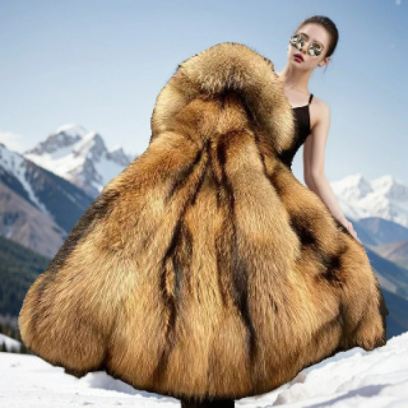 De nieuwe herfst-/wintercollectie 2026 met middellange kunstbontjas voor damesvoering en afneembare driedelige jas