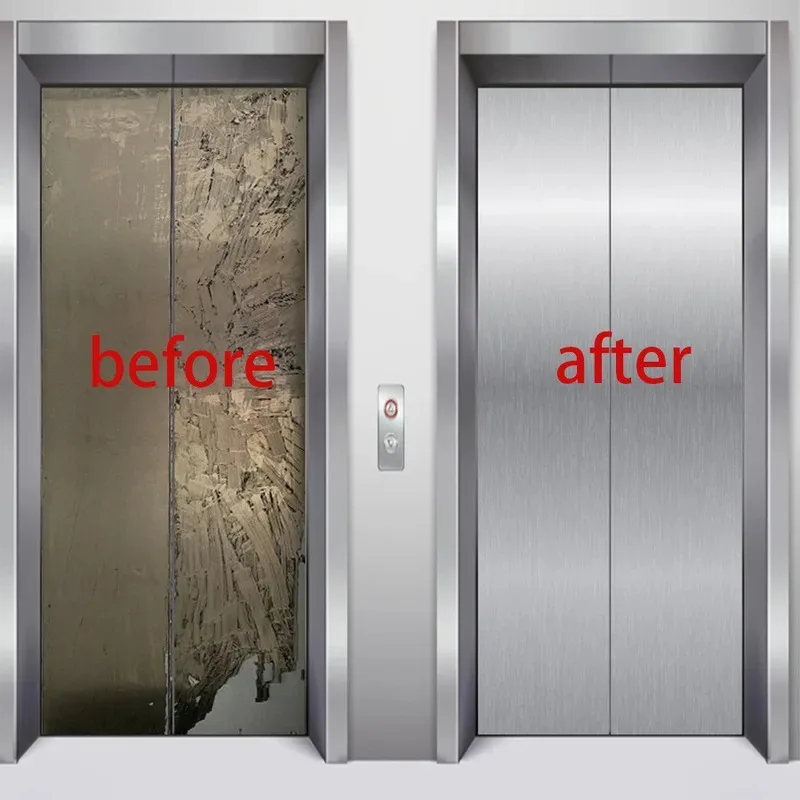 PVC Stainless Brushed Silver Removable Wallpaper Decor Film Vinyl Waterproof Oil-proof House Appliance Kitchen Elevator Sticker view 3