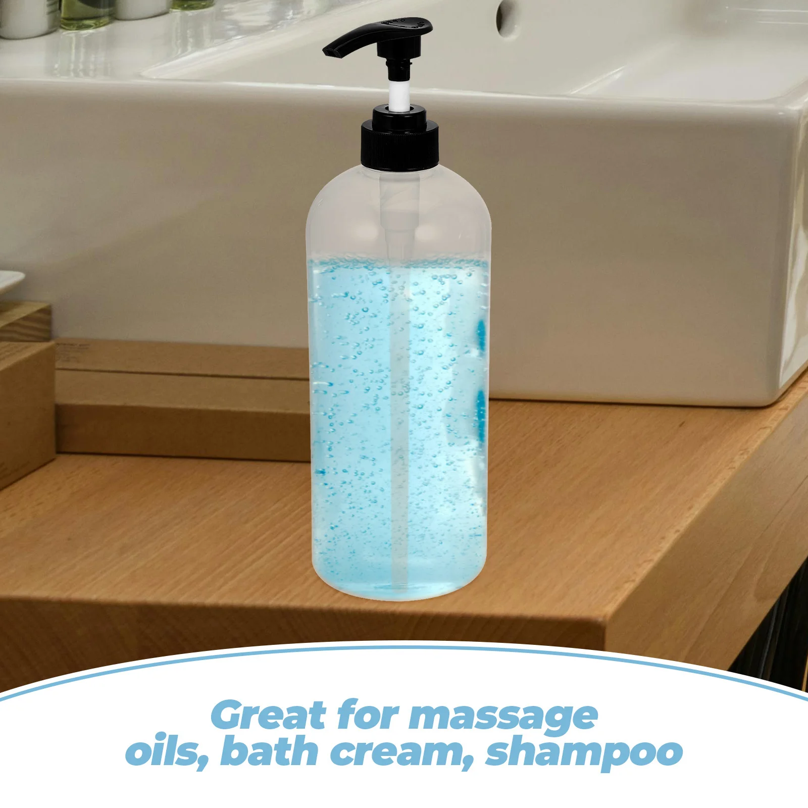 

Clear 1000ml Pump Bottle Set 2pcs Refillable Soap Dispenser for Shampoo Conditioner Bathroom Use