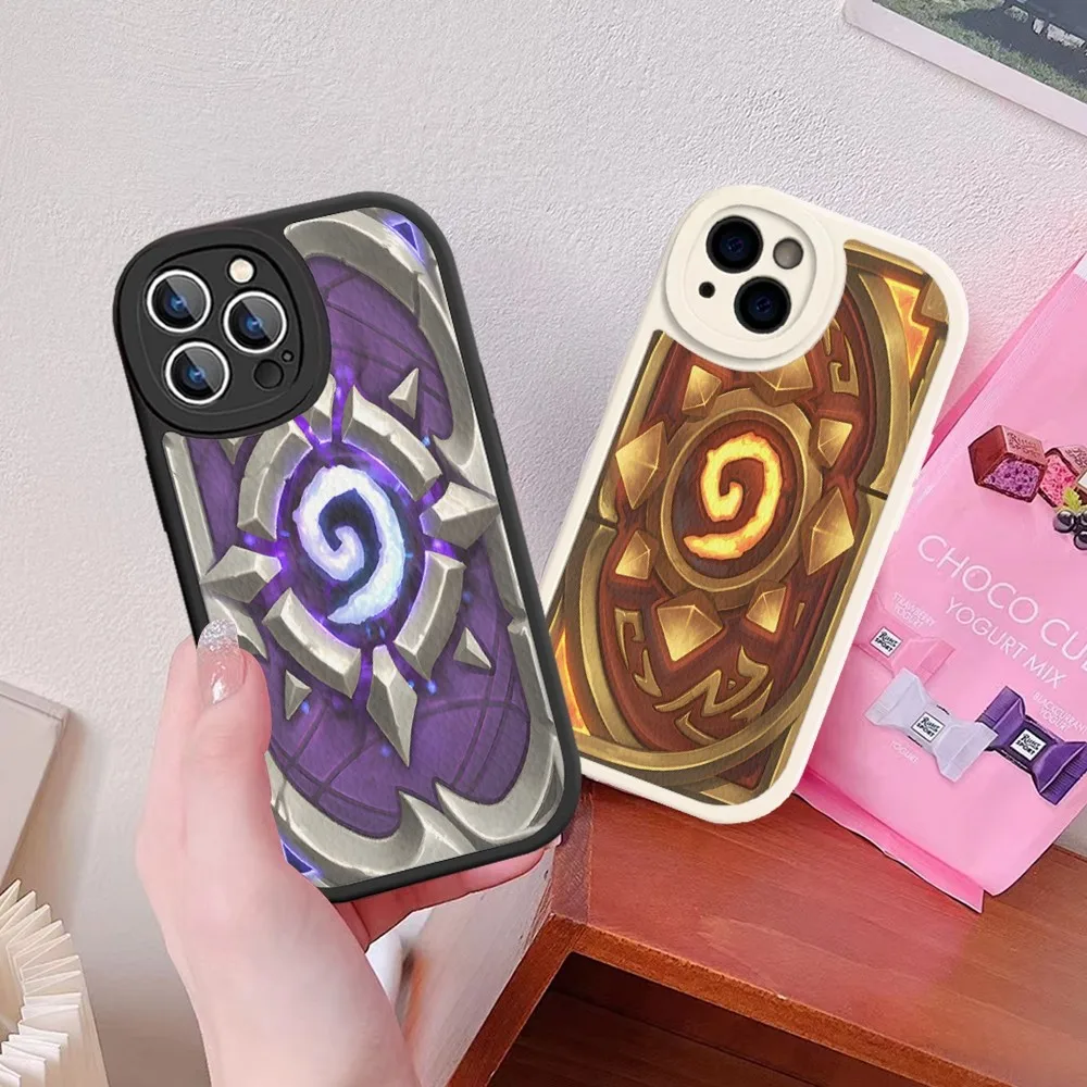 H-Hearthstone Card Backs Phone Case Hard Leather For IPhone 16 15 14 13 12 Mini 11 14 Pro Max Xs X Xr 7 8 Plus Fundas