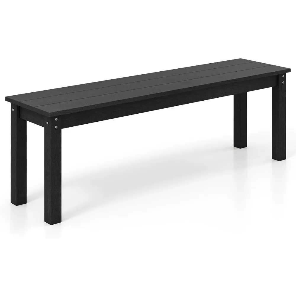 Outdoor Bench, 2-3 Person Patio Bench, 55 Backless Garden Dining Bench with Slatted Seat, Weatherproof Park Bench