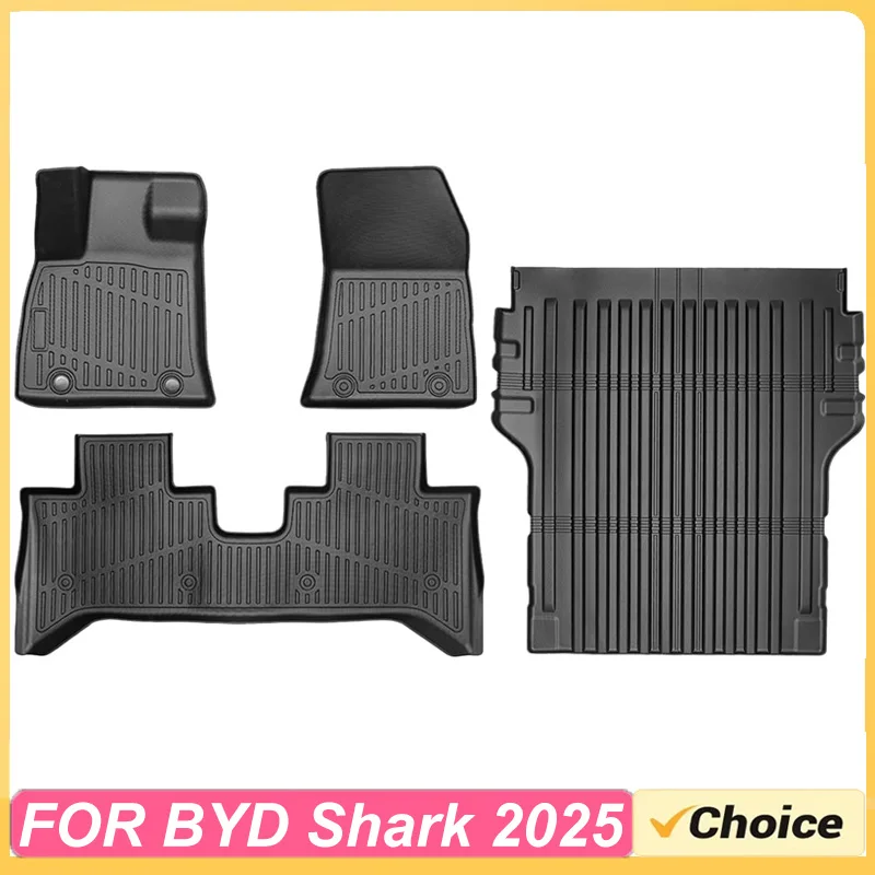 

For BYD Shark 2025 2024 Floor Mats Trunk Mats, All Weather Waterproof Anti-Slip Front Rear Cargo Liner Mat Foot Pads
