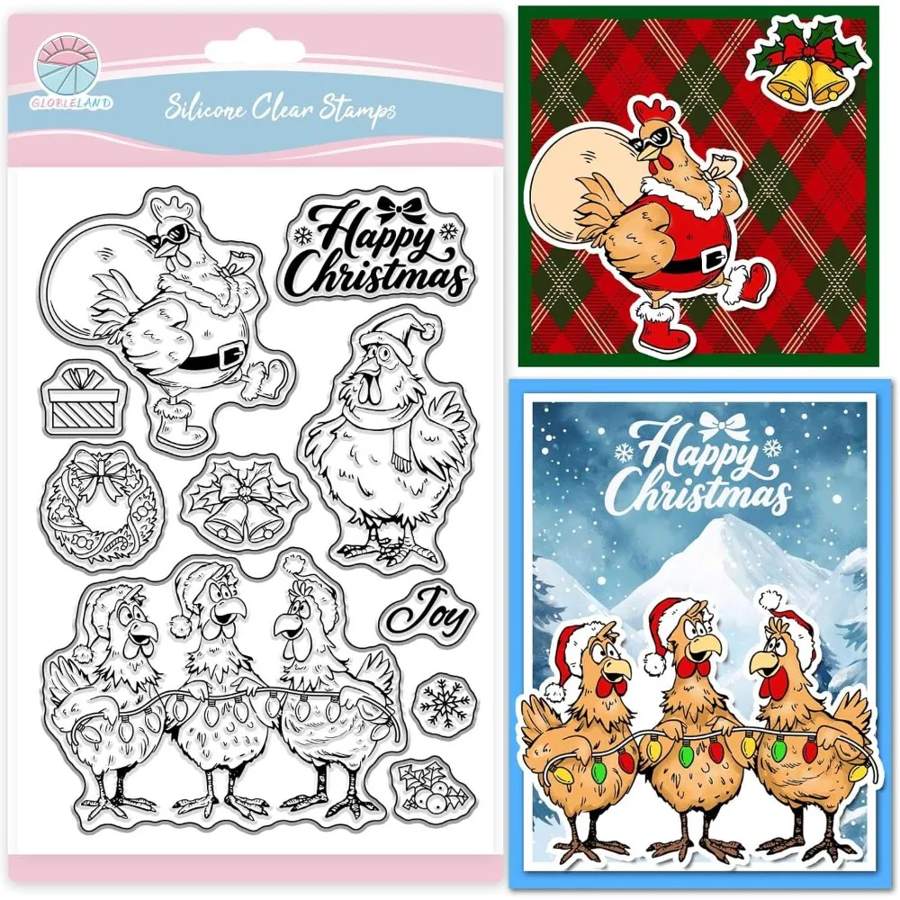 1PC Weihnachtshuhn Klare Stempel für Kartenherstellung Cartoon Huhn Transparenter Stempel Tiere Stempel Siegel für Weihnachten