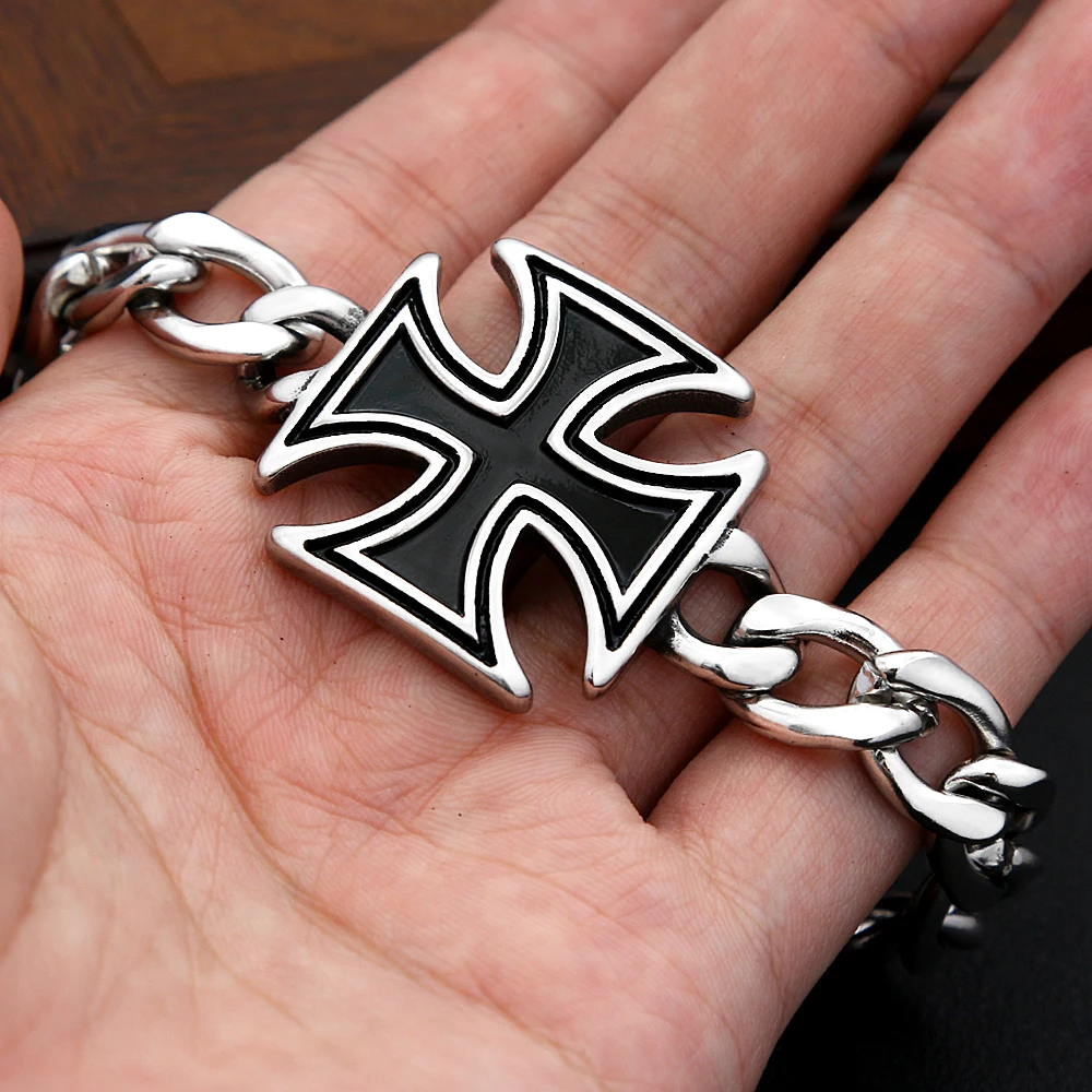 Men's Knights Templar Iron Cross Bracelet