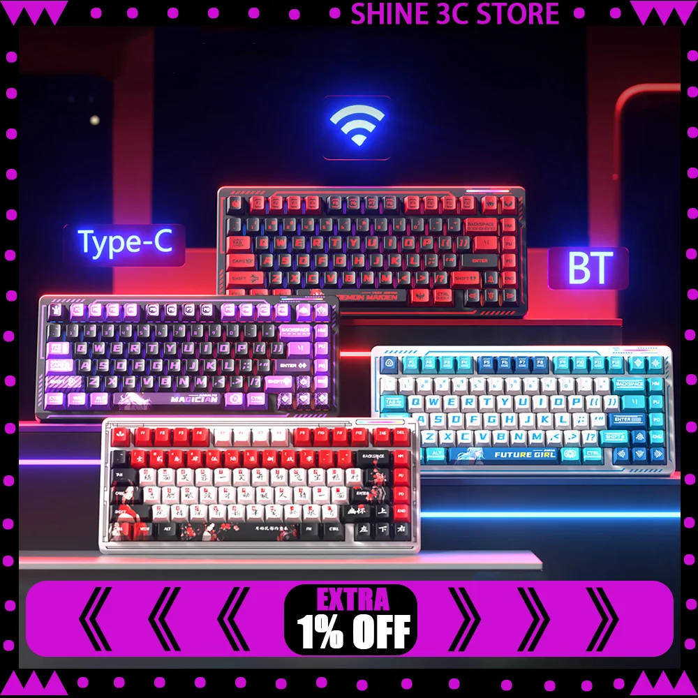 

LINGBAO K75 Mechanical Keyboard Tri Mode Wireless Keyboard 10000mAh FR4 Gasket Hot Swap RGB Gaming Keyboard PC Accessories​