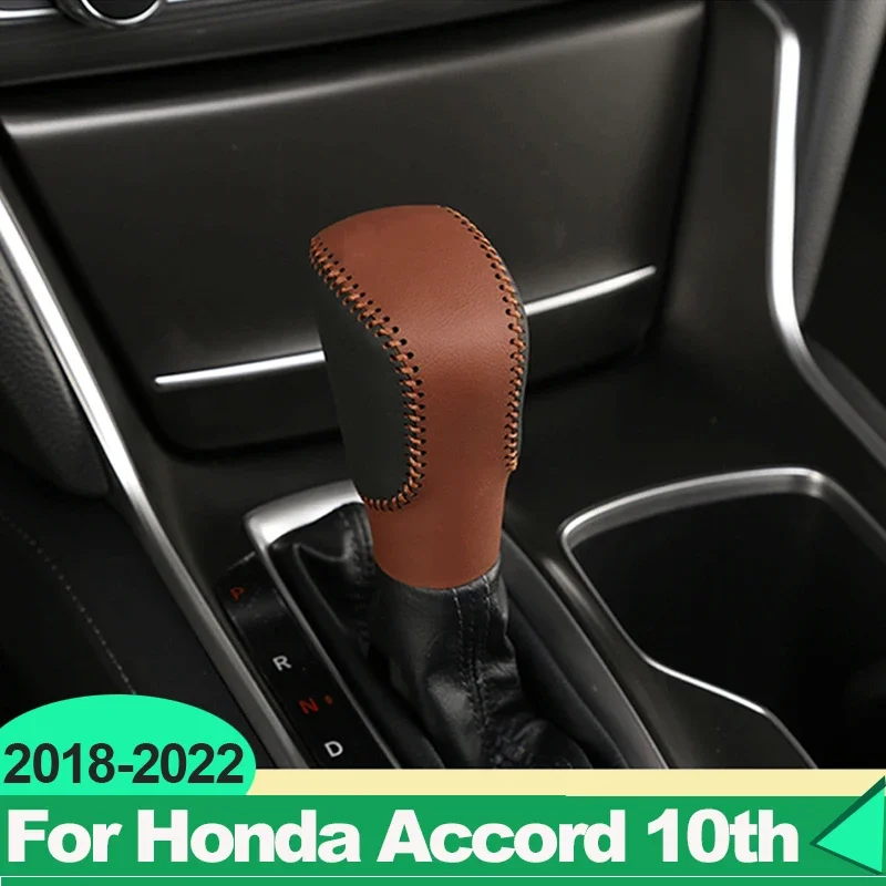 For Honda Accord X 10th Hybrid 2018-2022 Car Leather Gear Shift Knob Cover Non Slip Grip Handle Protective Case Anti Scratch Wea