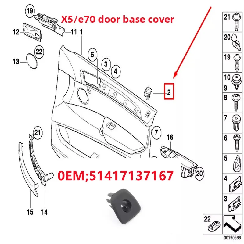 Decorative Covers and Buckle Base Caps for Front and Rear Door Pull Locks Compatible with BMW X5 E70