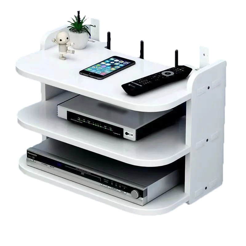 Wifi Hanging Shelf Router Power Strip Multi Outlet TV Set Top Box Cable Hidden Floating Rack Wall Mount Holder Storage Organizer