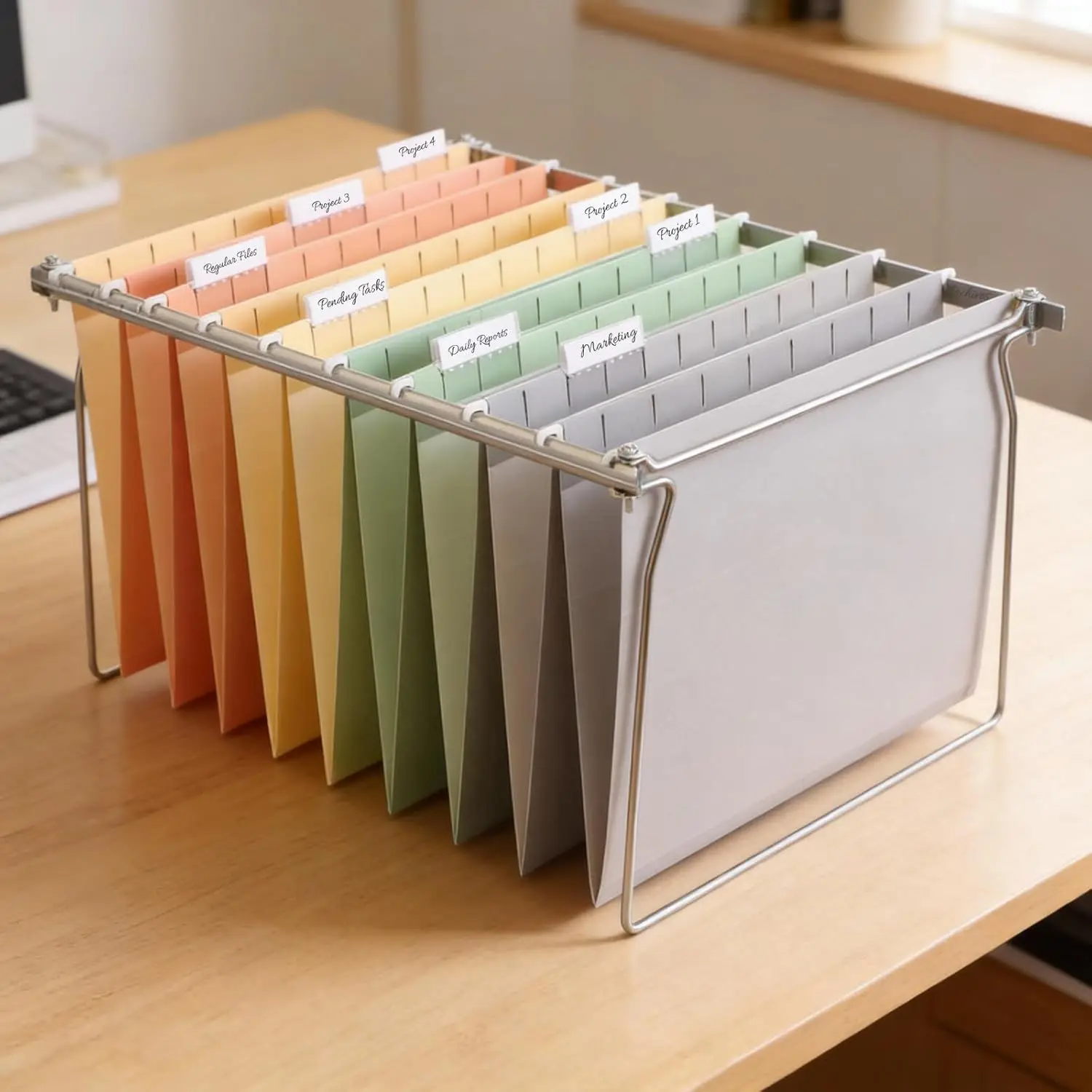 Hanging File Folders 6 Pack, Letter Size with 1/5-Cut Tabs, for Home Office Organization, Morandi Colors view 6