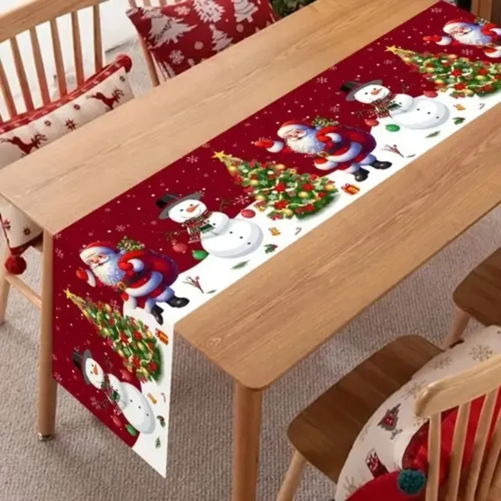 Santa Claus Christmas Table Runner Christmas Decorations for Home 2026 Xmas Table Flag Navidad Noel Gifts New Year Tablecloth
