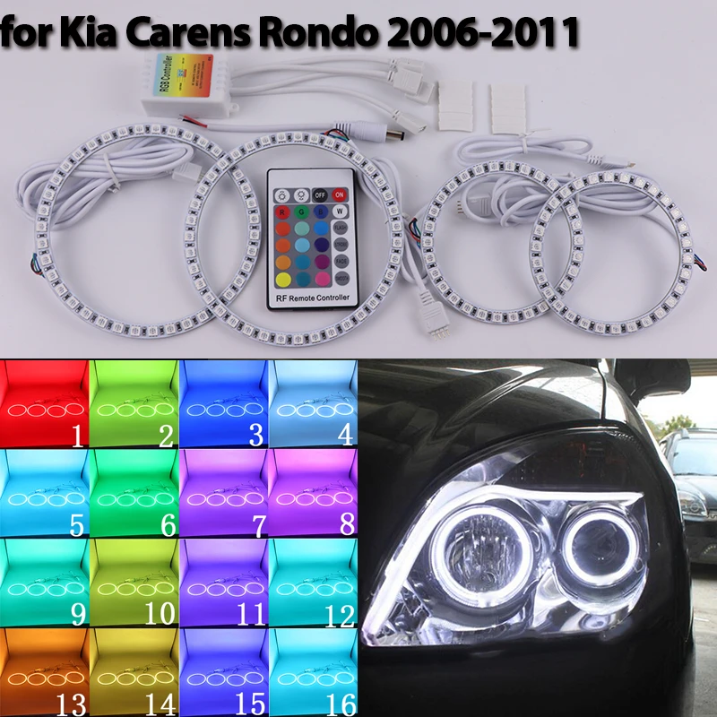 

Durable Bright Retrofit Halo Ring Angel Eyes RGB multi-color Remote Control LED for Kia Carens Rondo 2006-2011 Car Accessories