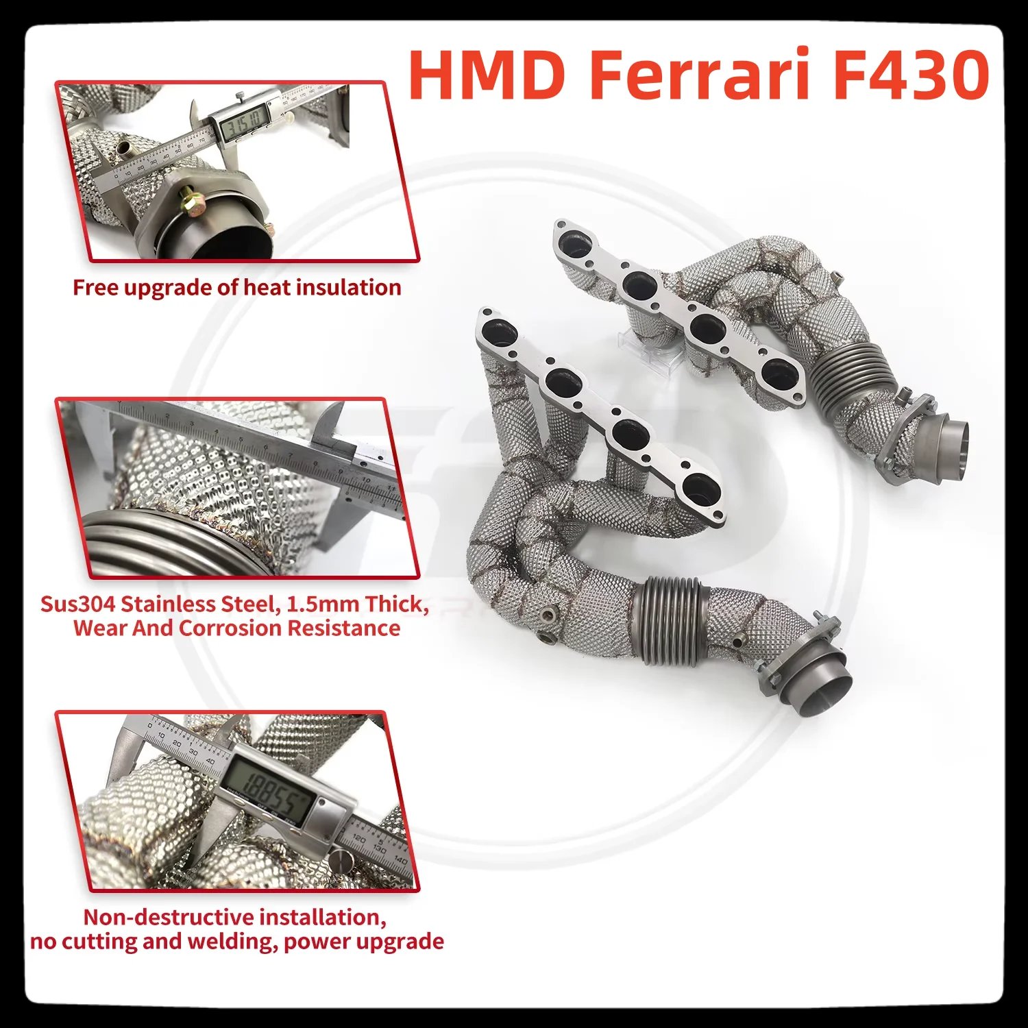 HMD Hot Sale Exhaust System High Flow Performance Headers for Ferrari F430 4.3L Manifold With Heat Shield