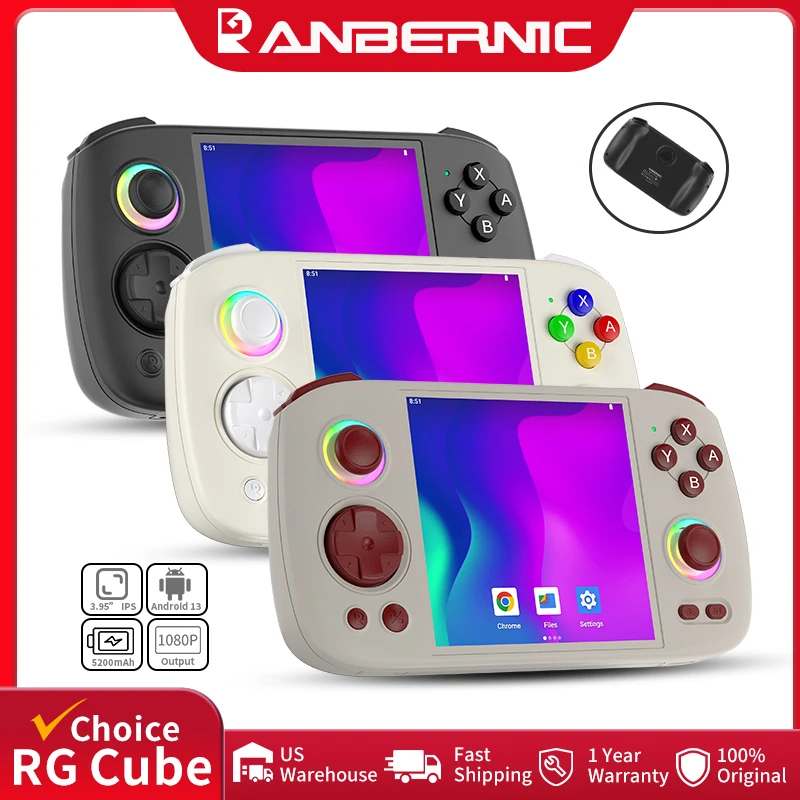 ANBERNIC RG Cube وحدة تحكم بجهاز لعب محمول 3.95 "IPS شاشة تعمل باللمس أندرويد 5200mAh RGB ضوء قاعة المقود FOTA ترقية مشغل ريترو #1