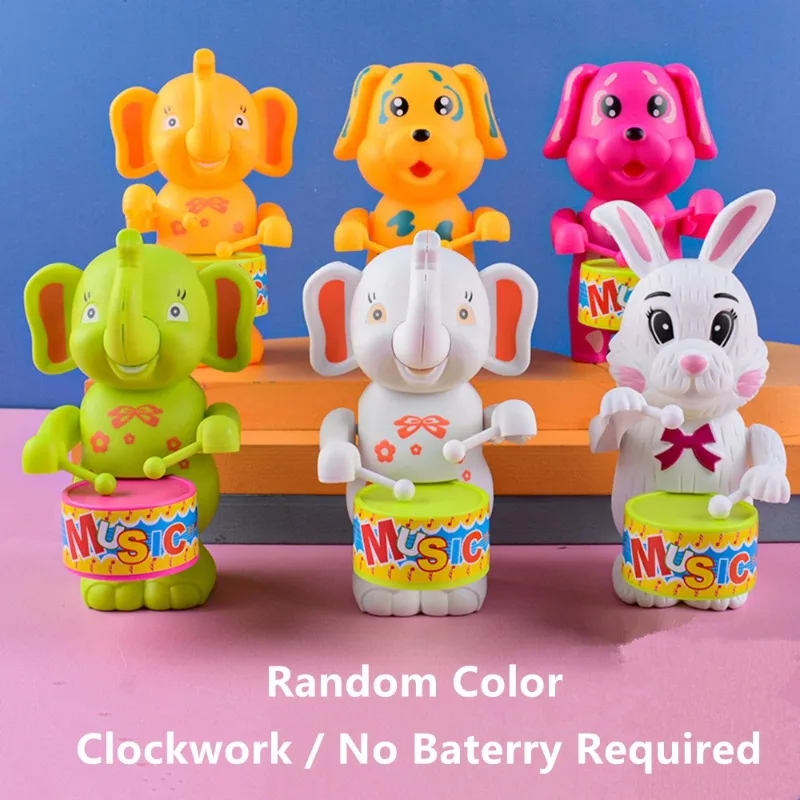1PCS Kids Wind Up Toys Cartoon Animal Drumming Baby Classic Clockwork Toys Funny Vintage Toy Educational Toys for Children Gifts