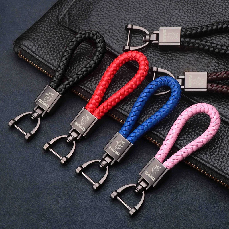 Bulk PU Leather Braided Woven Rope keychain For SAAB SCANIA 95 93 900 9-7 600 97X Turbo X Monster 9-2X GT750 Car Accessories