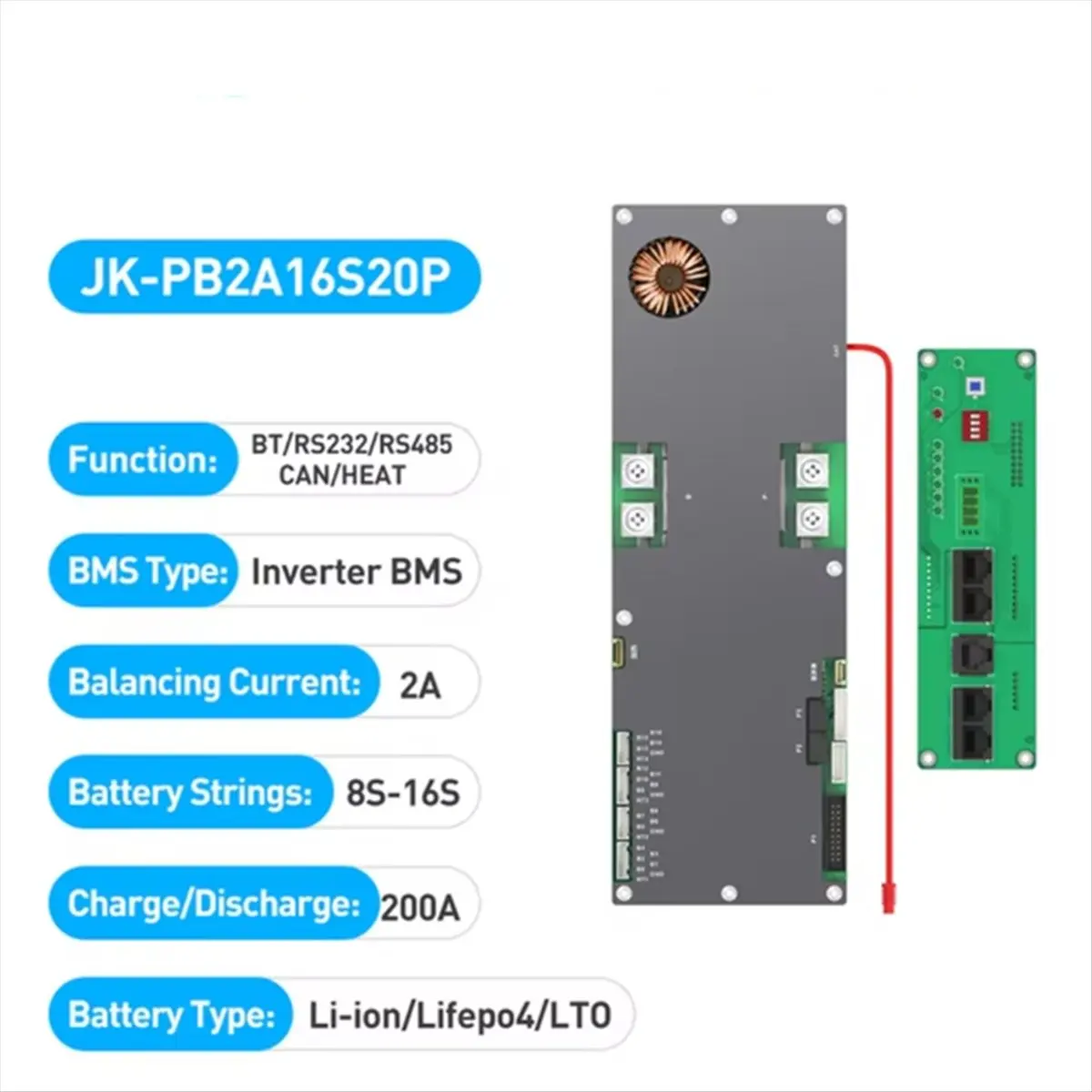 Dynamic For JKBMS JK-PB2A16S20P 24V 48V LiFePo4 Li-Ion Battery 100A 150A 200A Household Energy BMS to Inverter Active Balancer