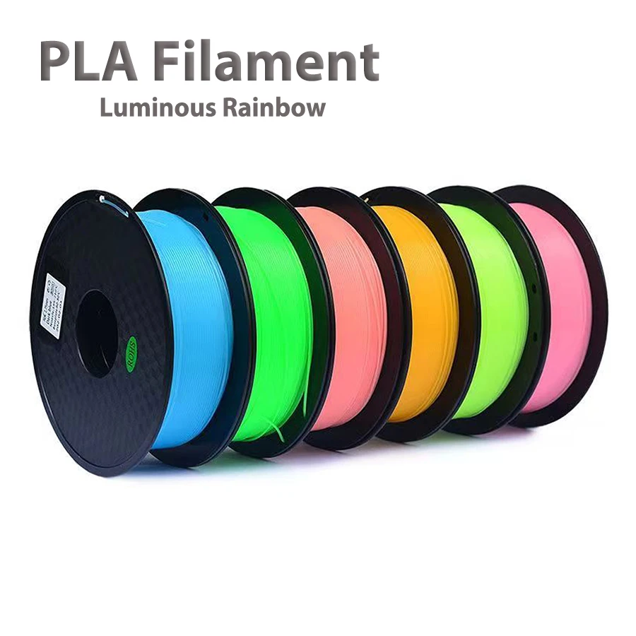 250g 3D PLA Luminous Filament Rainbow Noctilucent Pink Red Blue Luminous 1.75MM PLA 3D Printing Plastikowy drut do pakowania próżniowego