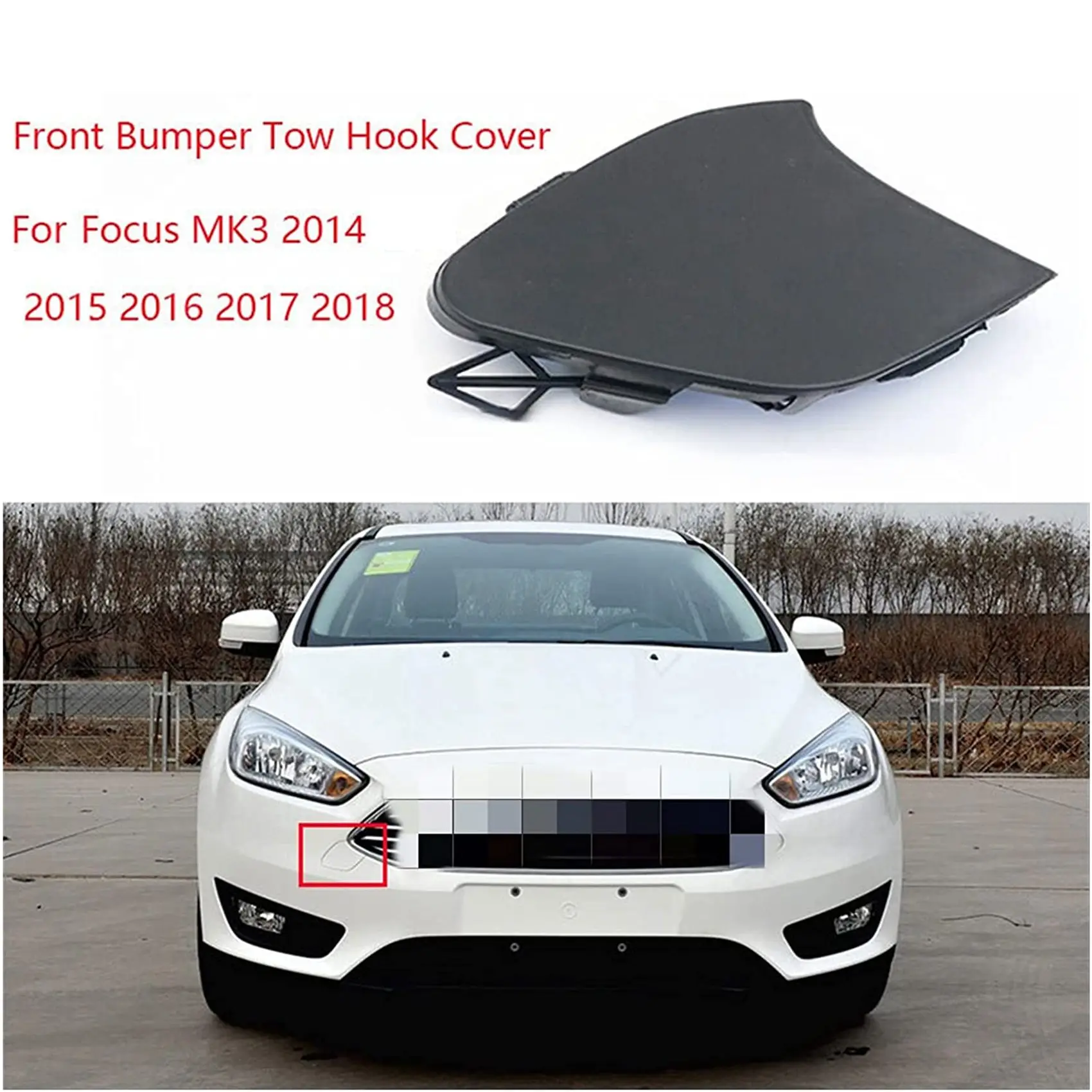 Front Bumper Tow Hook Cover Cap for FORD FOCUS MK3 2014 2015 2016 2017 2018 F1EB-17A989-A Base