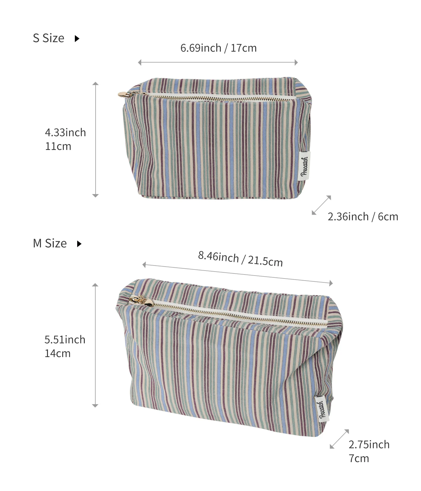 Kosmetiktasche mit farblich abgesetzten Streifen, großes Fassungsvermögen, tragbare Aufbewahrungstasche im japanischen Stil, multifunktionale Reisetasche für Toilettenartikel. – Detail 1