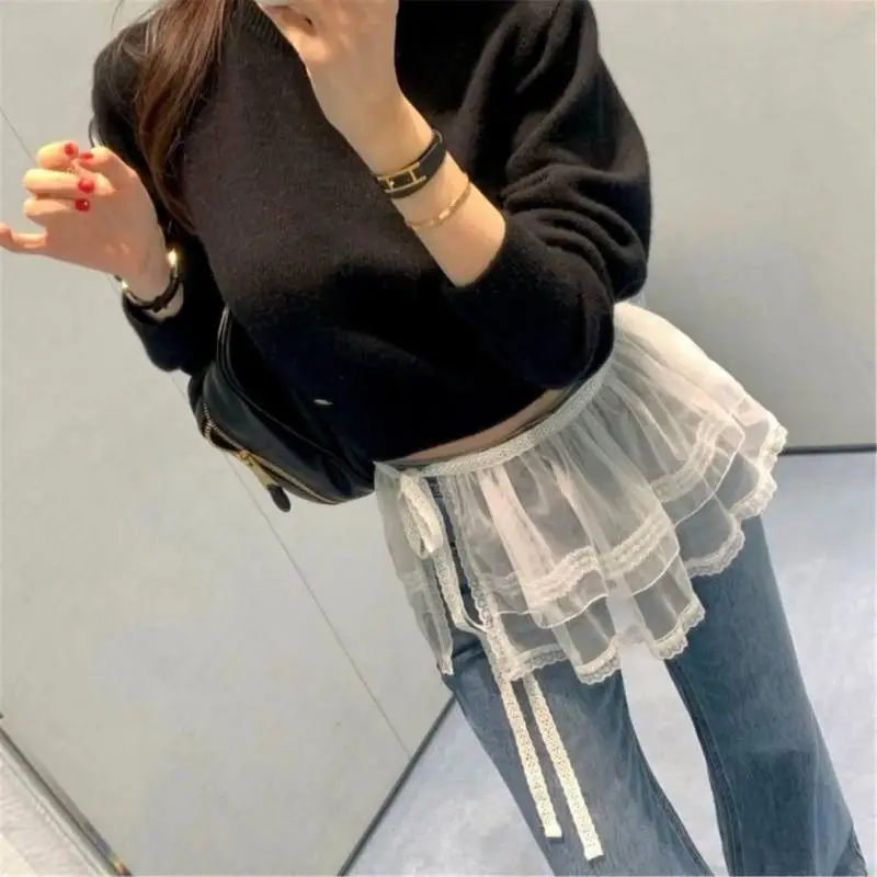 

Stylish Lace Mesh Skirt Offering Comfort and Elegance with Layered Design Elegant Party Skirt for Everyday Wear