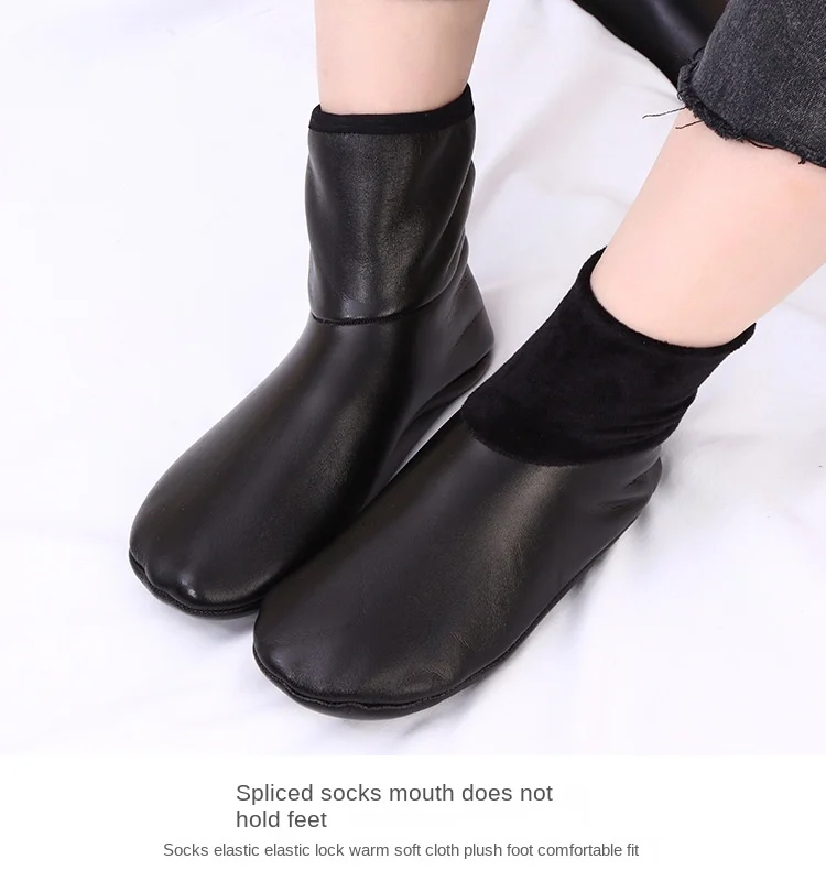 

Sock Leisure Athletic Crew Mid-calf Fleece Thickened Leather Men Women Waterproof Floor cold-proof Foot Covers B2W79