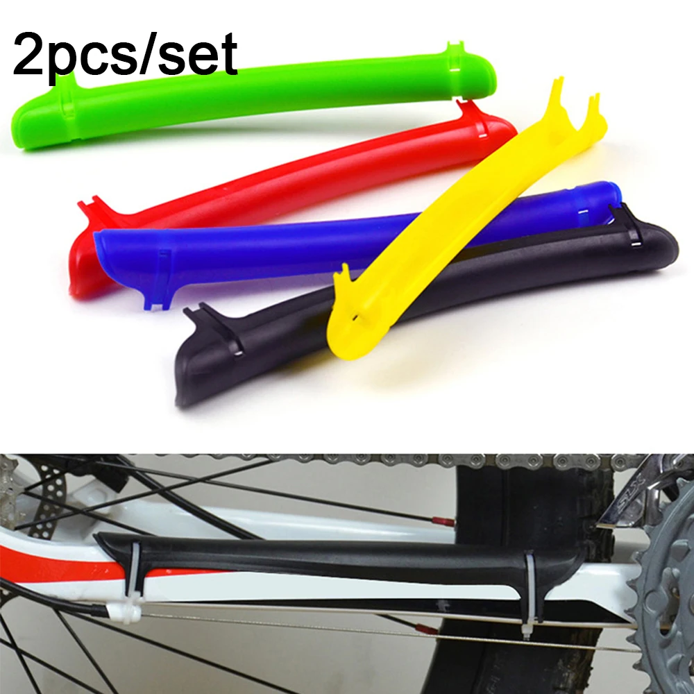 2pcs/set Outdoor Sport Plastic Mountain Road Bike Bicycle Posted Protector Chain Protection Cover Guard Stick Frame