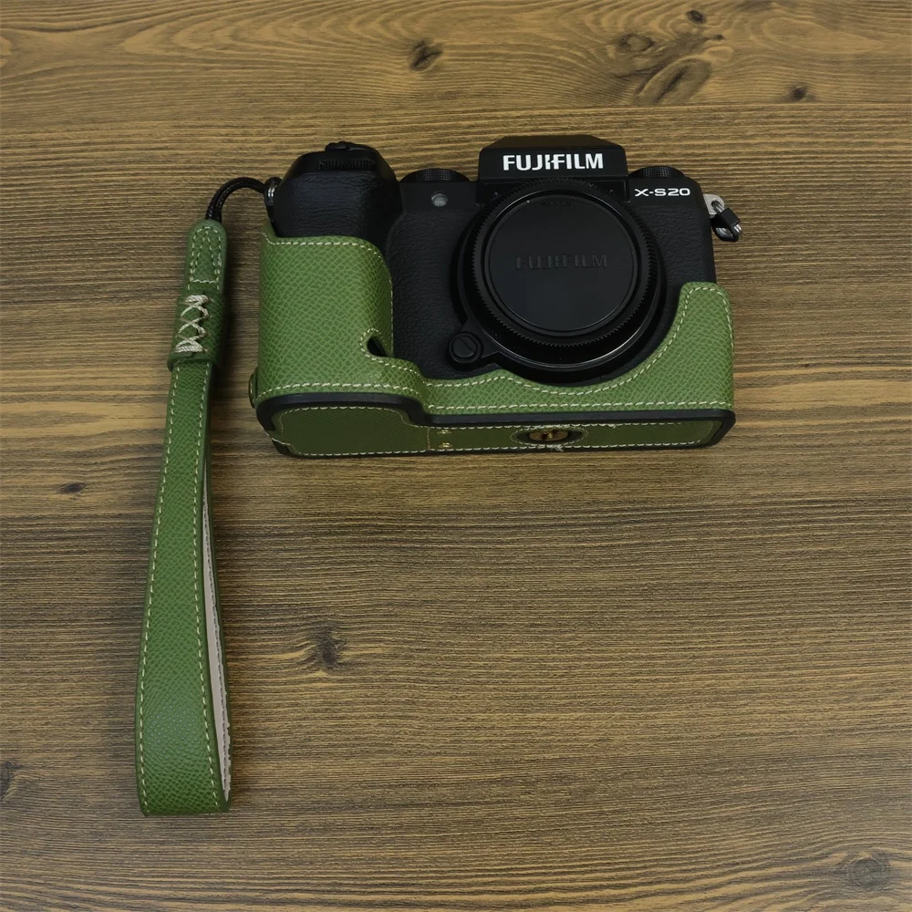 Fujifilm xs20カメラケース、puレザー製、リストストラップ付き