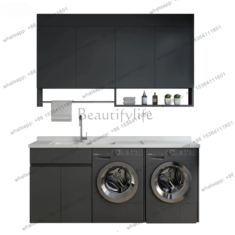honeycomb washing machine cabinet flat double position balcony laundry cabinet laundry basin