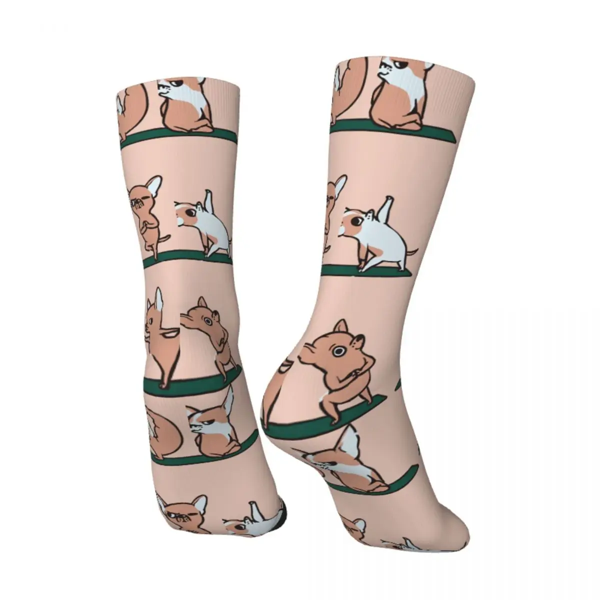 Hip Hop Retro Yoga Crazy Men's Socks Unisex Chihuahua Pet Dog Lovers Street Style Pattern Printed Funny Novelty Happy Crew Sock