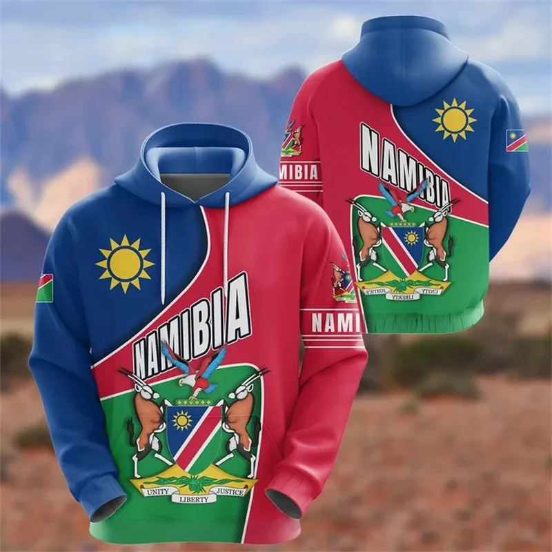 

African Namibia Map Flag 3D Printing Hoodies The Republic-of Namibia Coat Of Arms Graphic Hooded Sweatshirts Vintage Pullovers