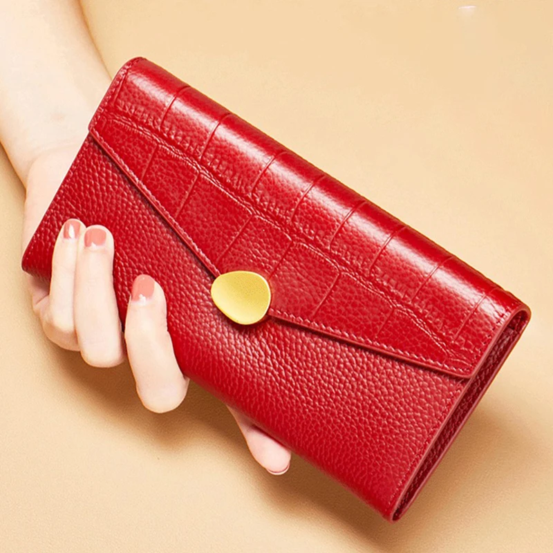 

Luxury Designer Genuine Leather Wallets for Women RFID Card Holder Purses Slim Long Women's Wallet and Handbag with Coin Pocket