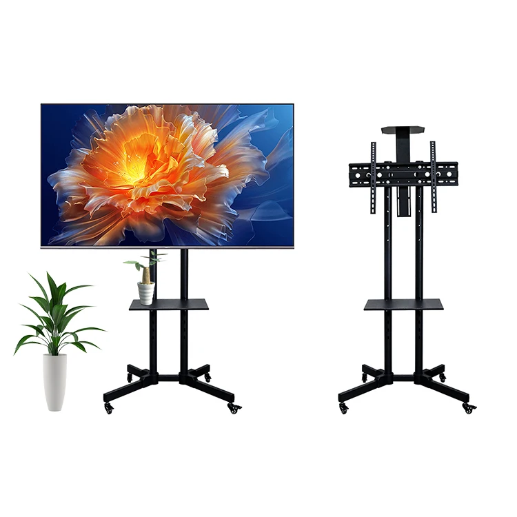 

Smart Modern Rolling Height Adjustable Portable Mobile TV Trolley Cart Pedestal Stand for 32-65 inch