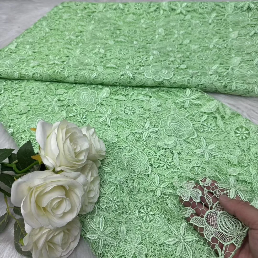 

African Milk Silk Cord Lace Fabric, Water Soluble, Nigerian Guipure Cord Lace for Sewing, High Quality, LY6808, 2025